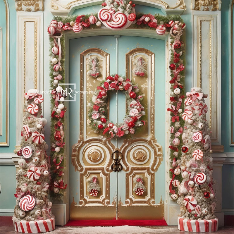 Kate Christmas Ornate Peppermint Doorway Backdrop Designed by Mandy Ringe Photography