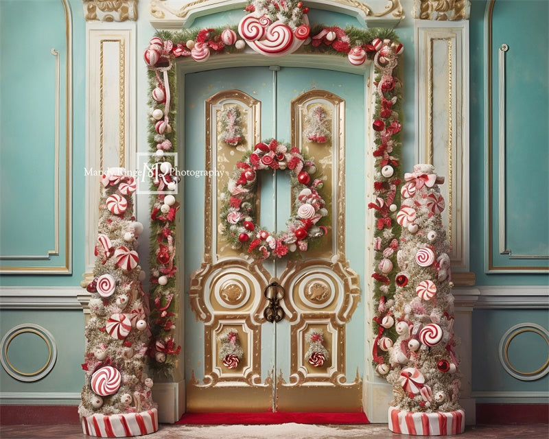 Kate Christmas Ornate Peppermint Doorway Backdrop Designed by Mandy Ringe Photography