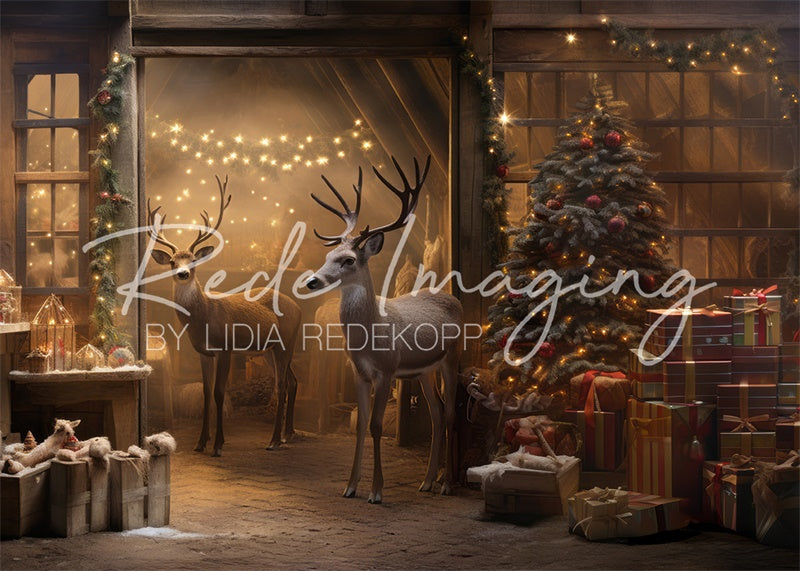 Kate Christmas Reindeer Stable Backdrop Designed by Lidia Redekopp