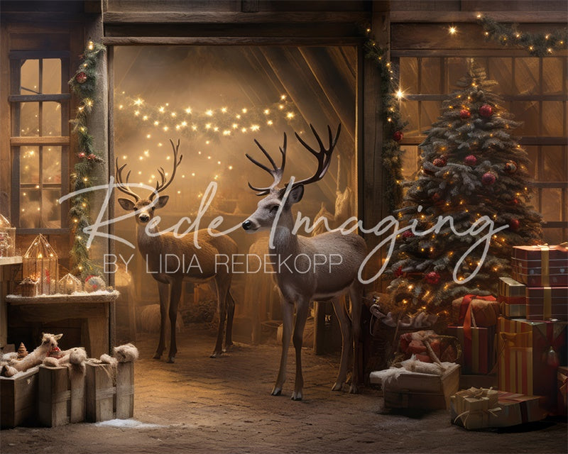 Kate Christmas Reindeer Stable Backdrop Designed by Lidia Redekopp