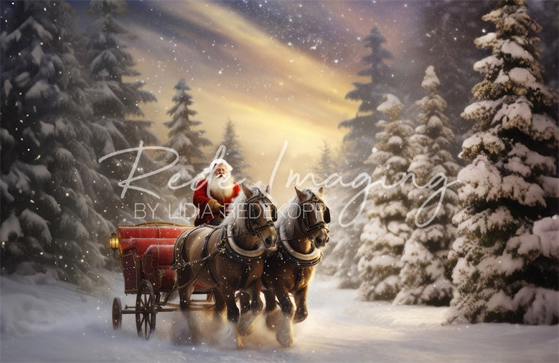 Kate Christmas Santa Horse Carriage Backdrop Designed by Lidia Redekopp