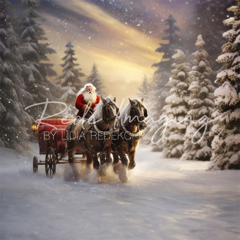 Kate Christmas Santa Horse Carriage Backdrop Designed by Lidia Redekopp