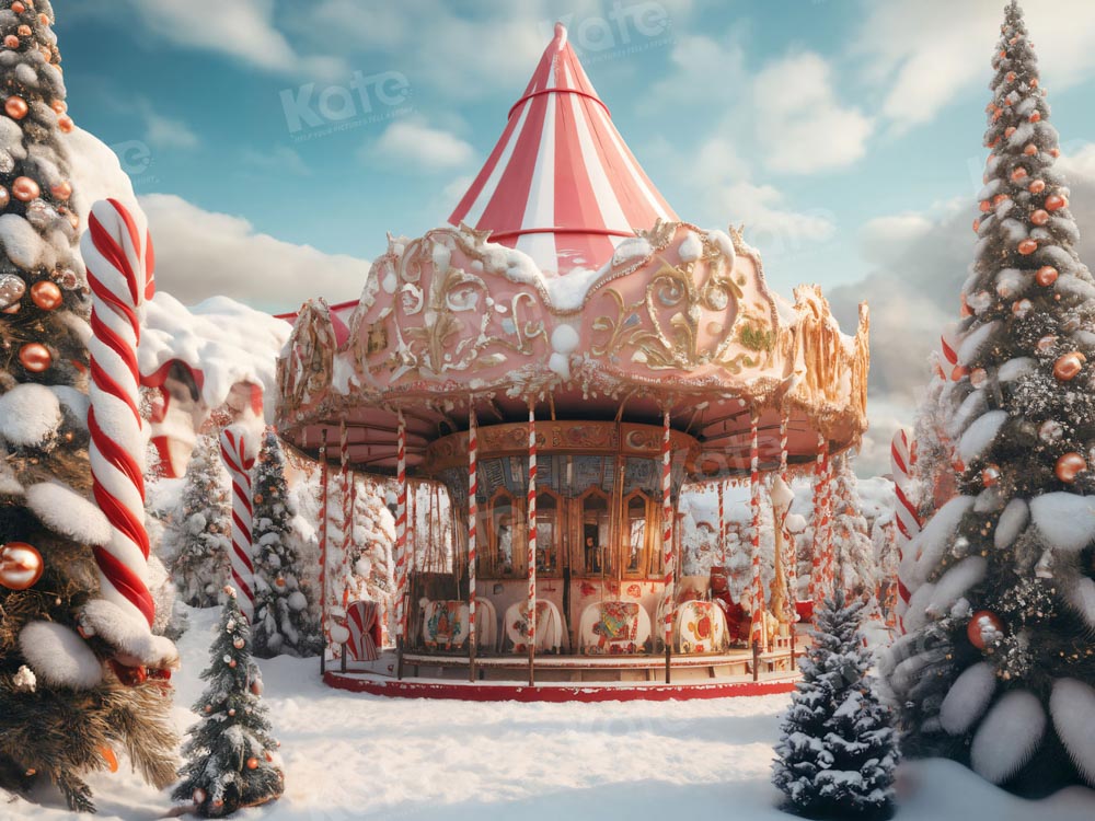 Kate Christmas Circus Snow Backdrop for Photography