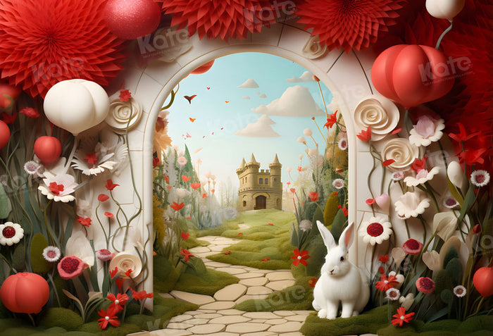 Whimsical Castle Garden Fantasy Backdrop