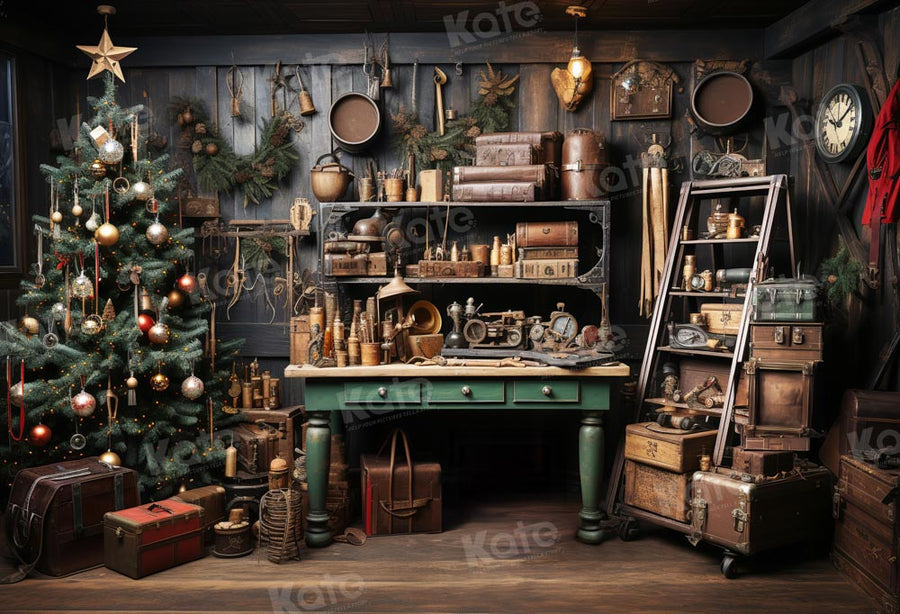 Kate Christmas Santa's Workshop Backdrop for Photography