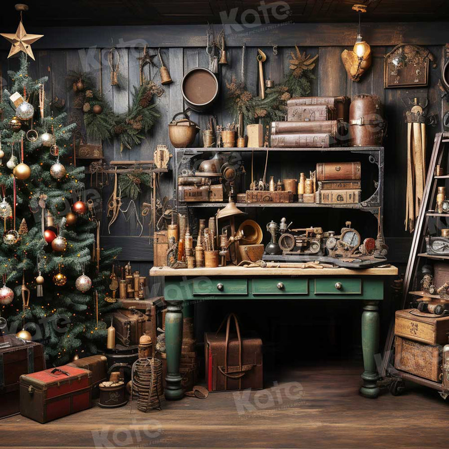 Kate Christmas Santa's Workshop Backdrop for Photography