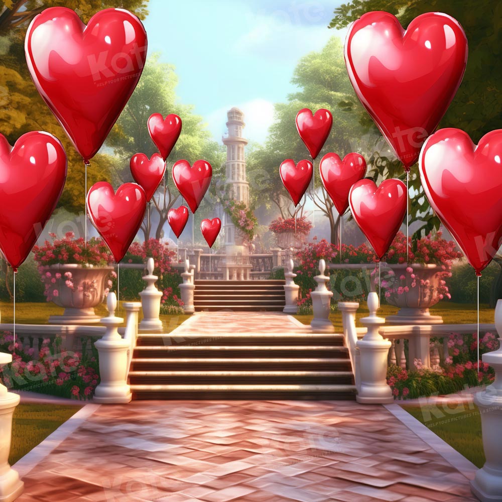 Kate Valentine's Day Love Balloon Church In The Forest Backdrop for Photography