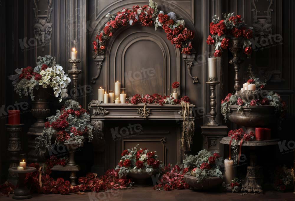 Kate Valentine's Day Floral Retro Room Backdrop Designed by Emetselch