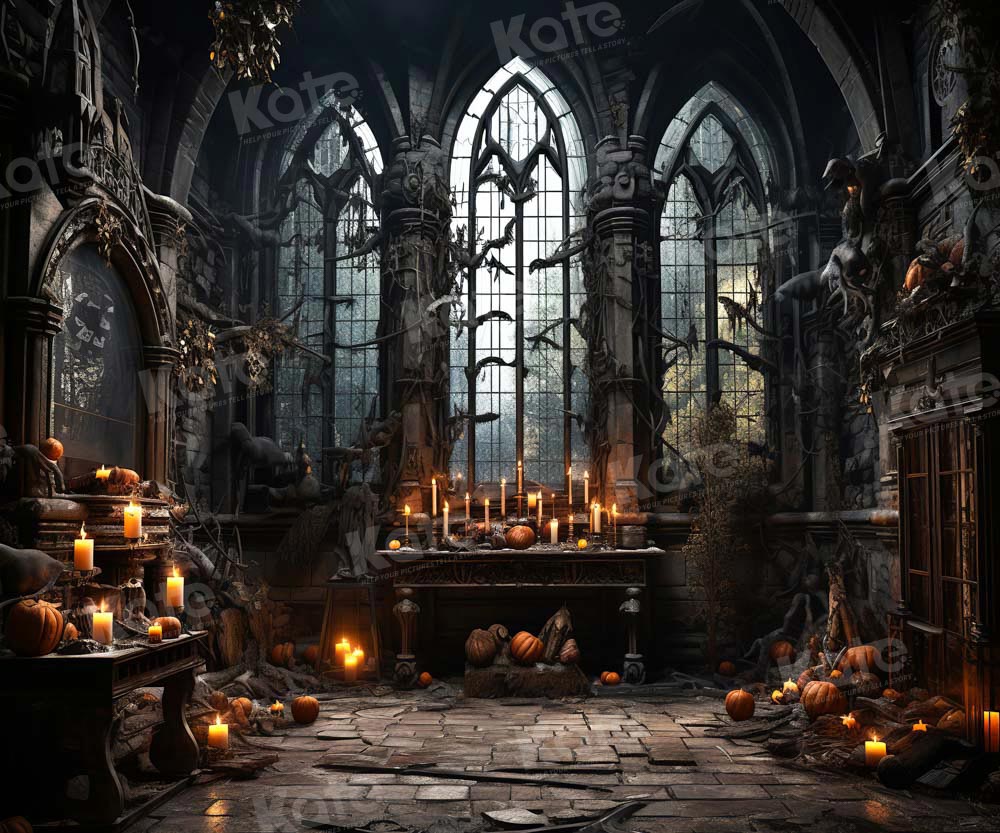 Kate Halloween Dark Church Candles Backdrop Designed by Emetselch