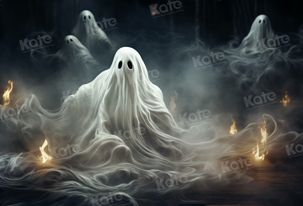 Kate Halloween White Ghost Flame Backdrop Designed by Chain Photography