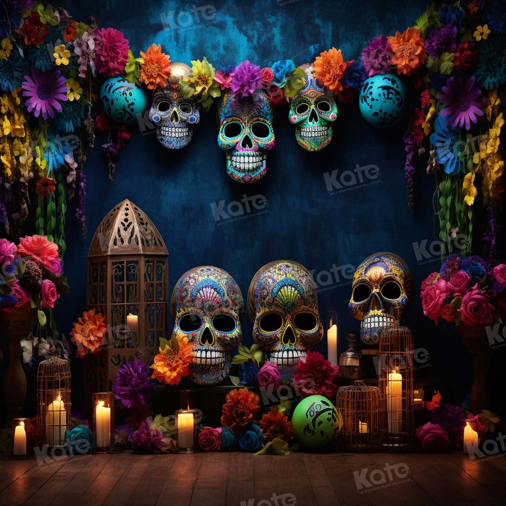Kate Halloween Colorful Skull Backdrop for Photography