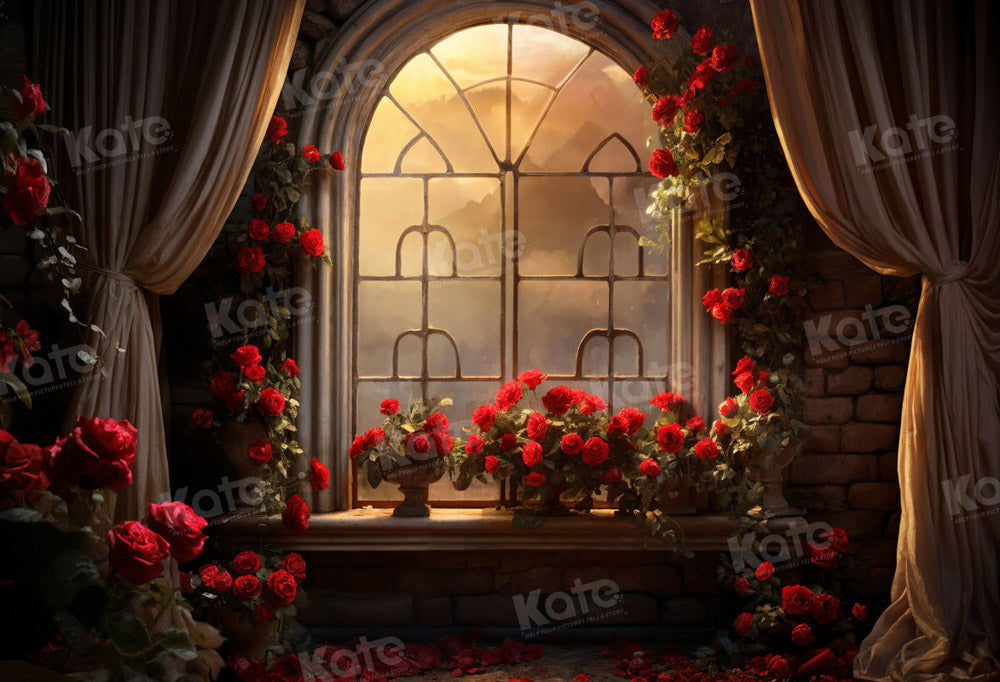 Kate Valentine's Day Rose Window Room Backdrop for Photography