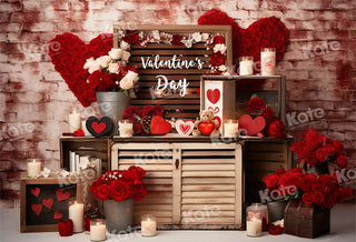 Kate Valentine's Day Rose Bear Candle Printed Backdrop Designed by Emetselch