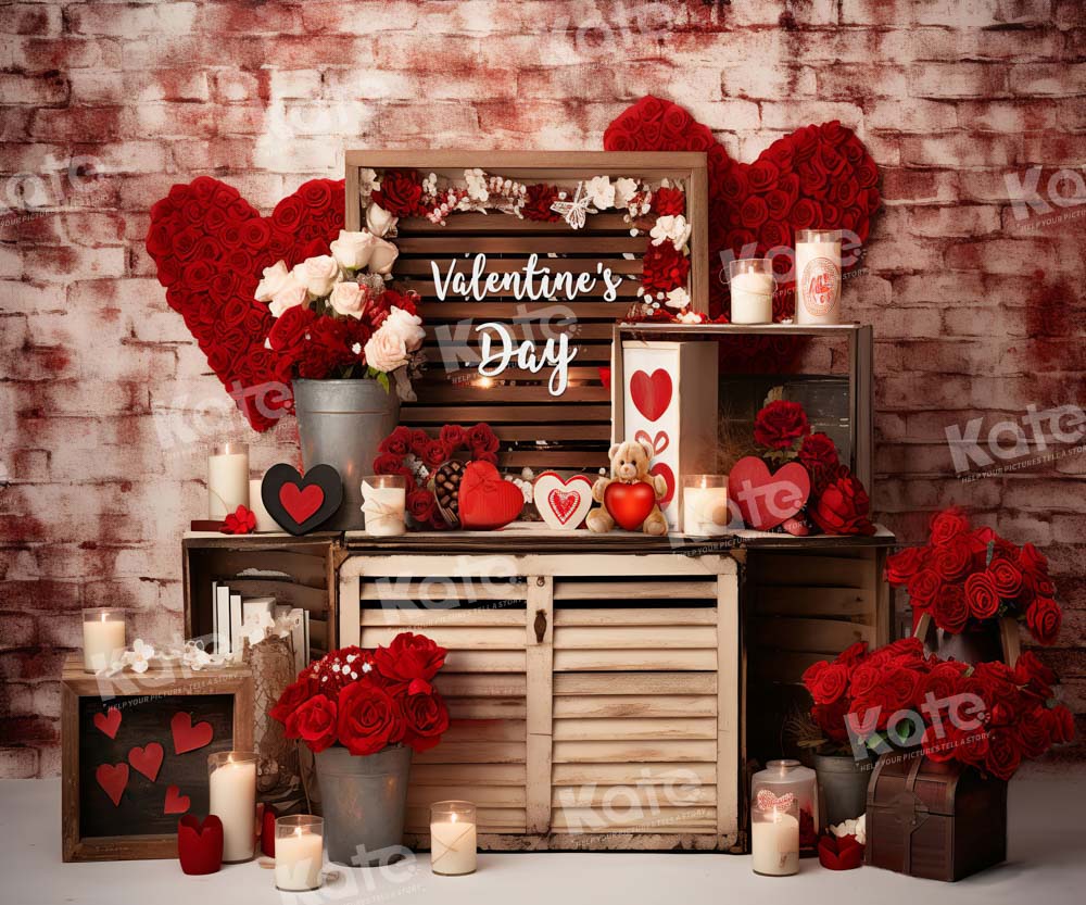 Kate Valentine's Day Rose Bear Candle Backdrop Designed by Emetselch