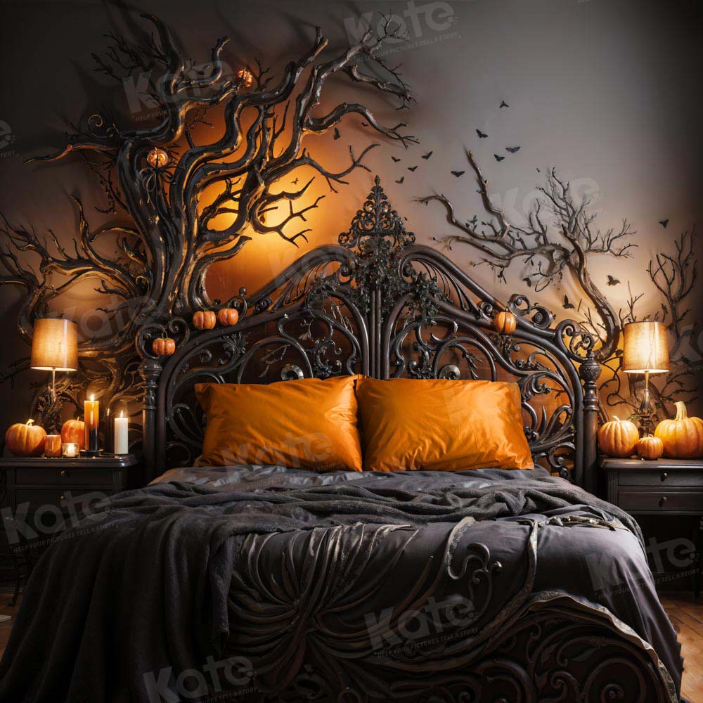 Kate Dark Bat Candle Bed Backdrop Designed by Emetselch