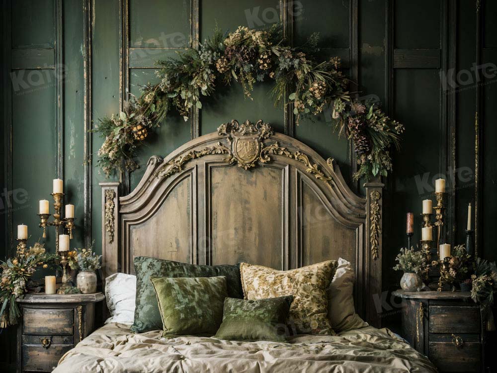 Kate Green Grass Ring Candle Bed Backdrop Designed by Emetselch
