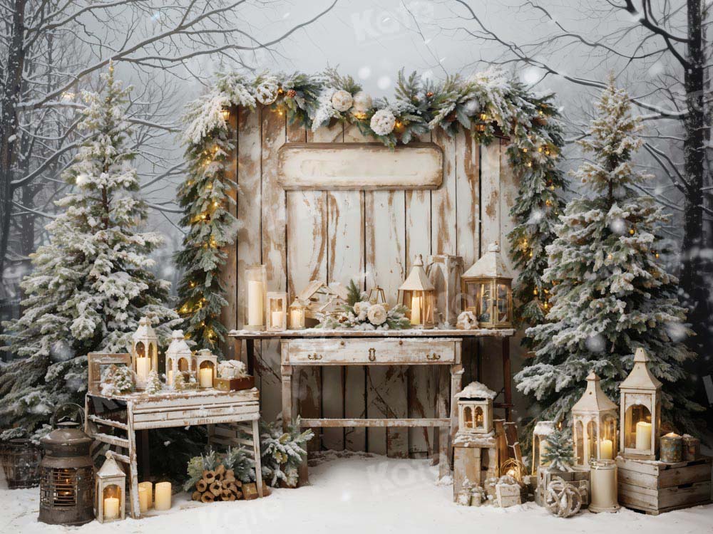 Kate Christmas Tree Snow Scene Candles Backdrop Designed by Emetselch