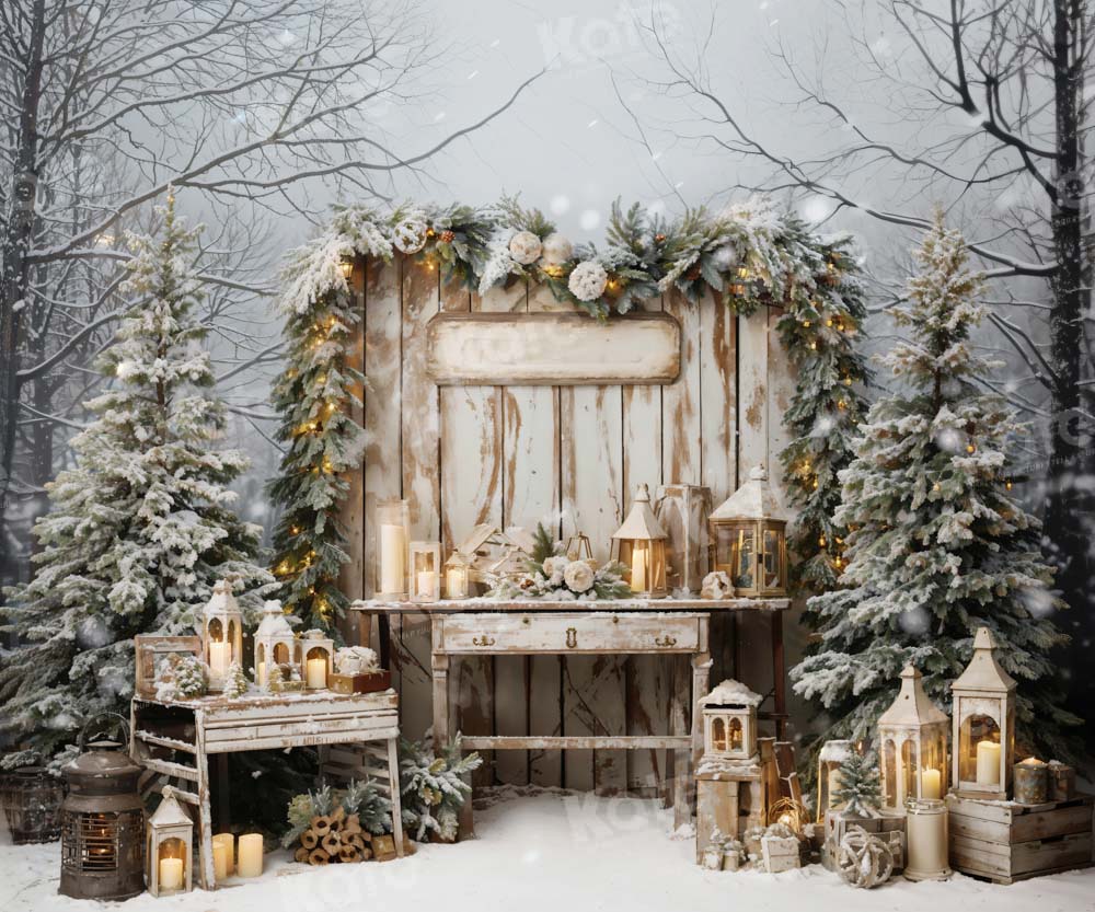 Kate Christmas Tree Snow Scene Candles Backdrop Designed by Emetselch