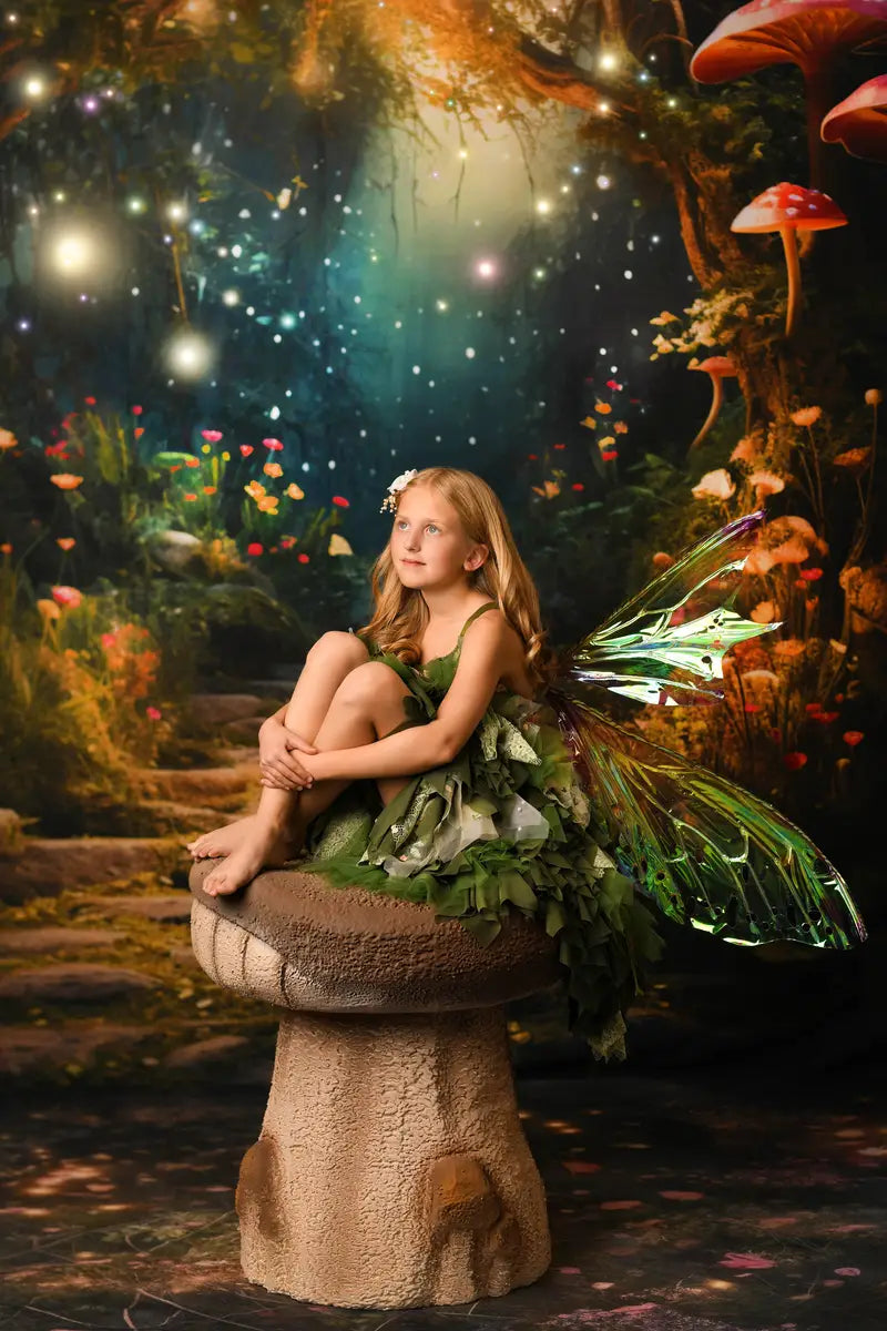 Kate Fantasy Firefly Mushroom Forest Backdrop for Photography