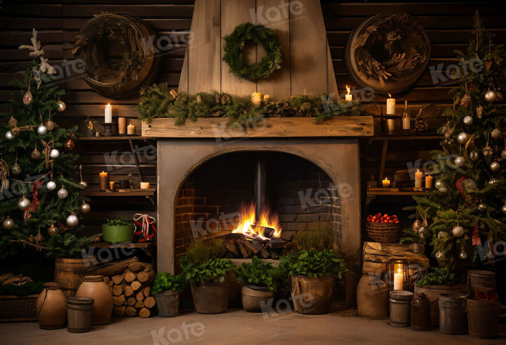 Kate Christmas tree wood warehouse Backdrop for Photography