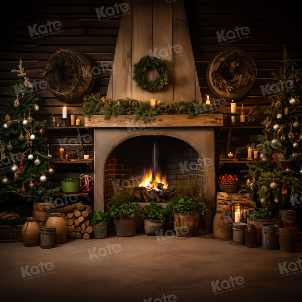Kate Christmas tree wood warehouse Backdrop for Photography