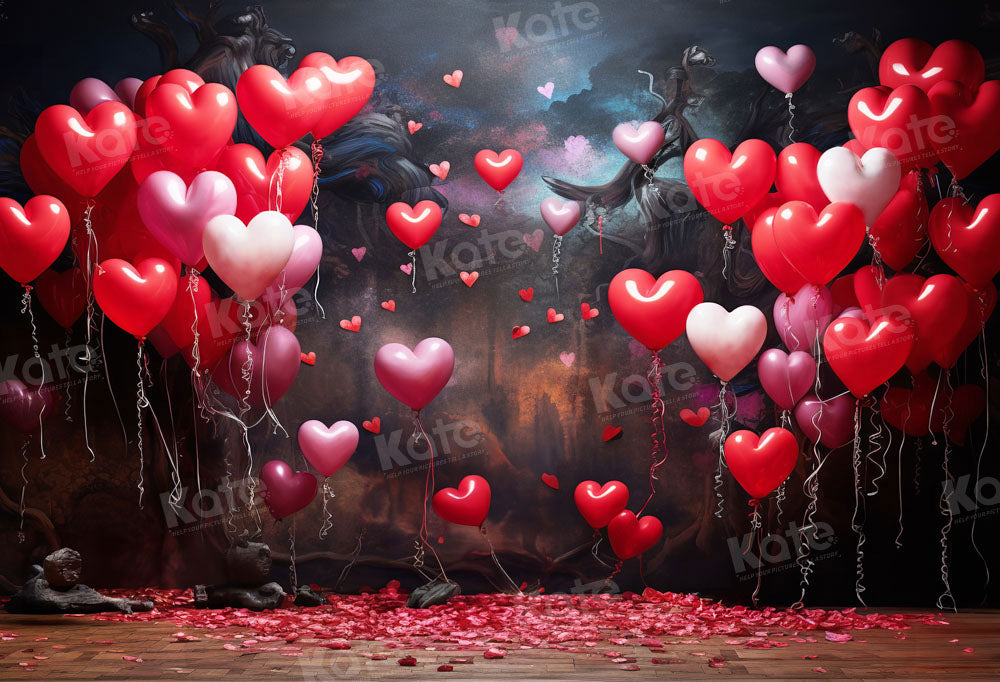 Kate Valentine's Day Love Balloons Backdrop for Photography