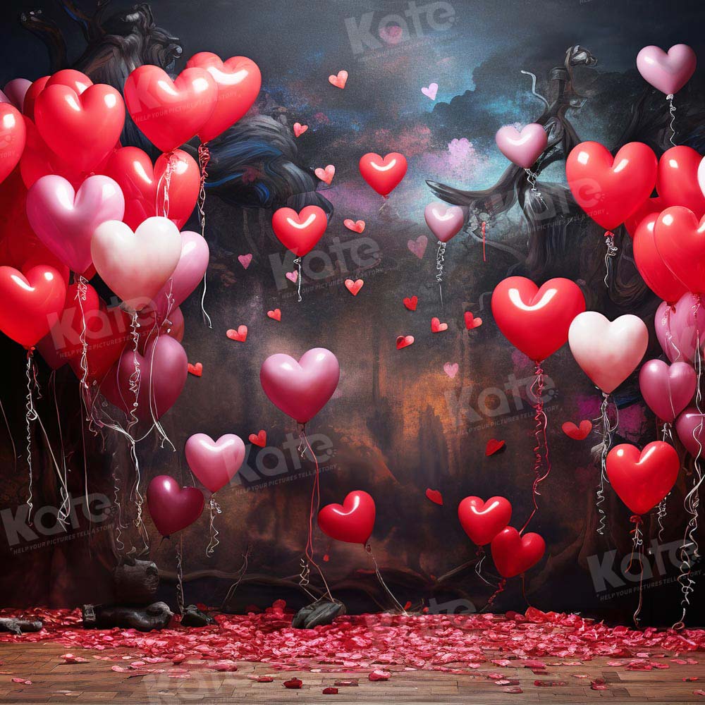 Kate Valentine's Day Love Balloons Backdrop for Photography