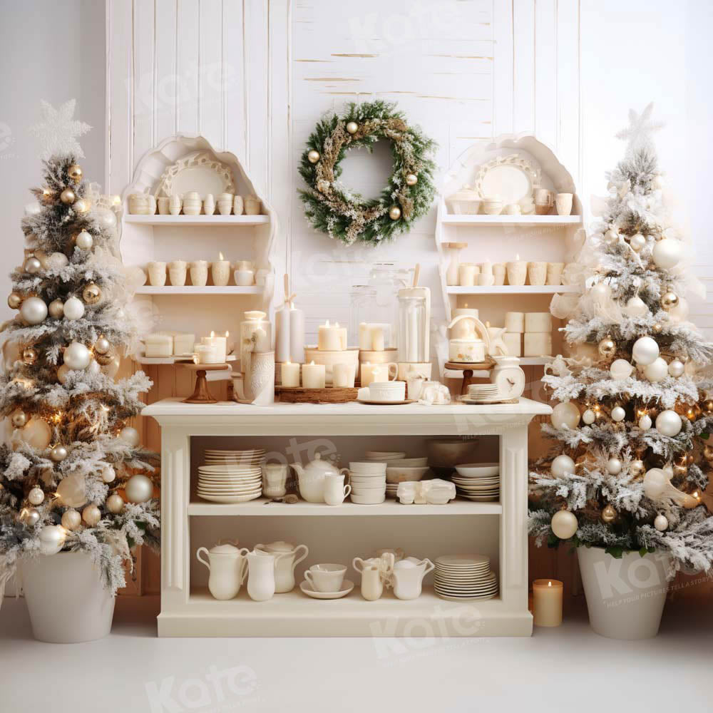 Kate Christmas Tree White Kitchen Backdrop Designed by Emetselch