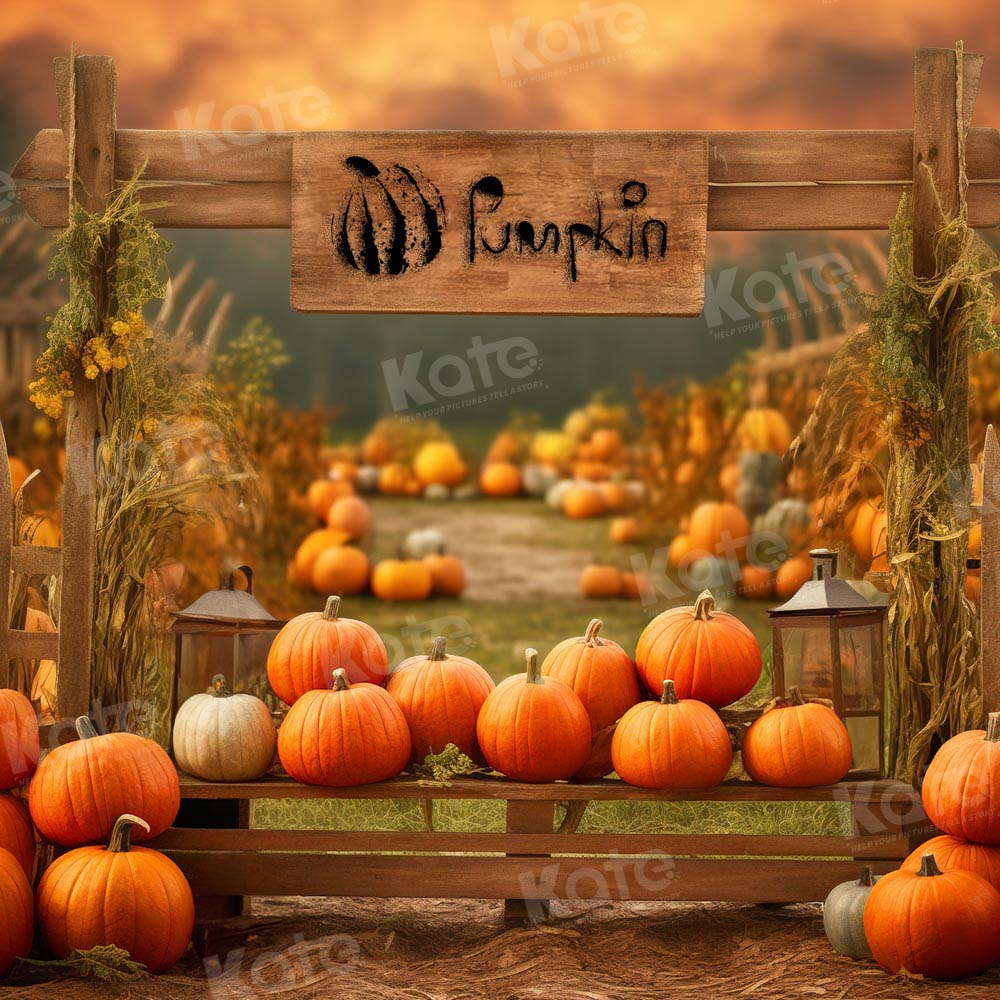 Kate Outdoor Fall Pumpkin Fence Backdrop for Photography
