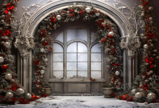 Kate Christmas Balloon Arch Window Printed Backdrop for Photography
