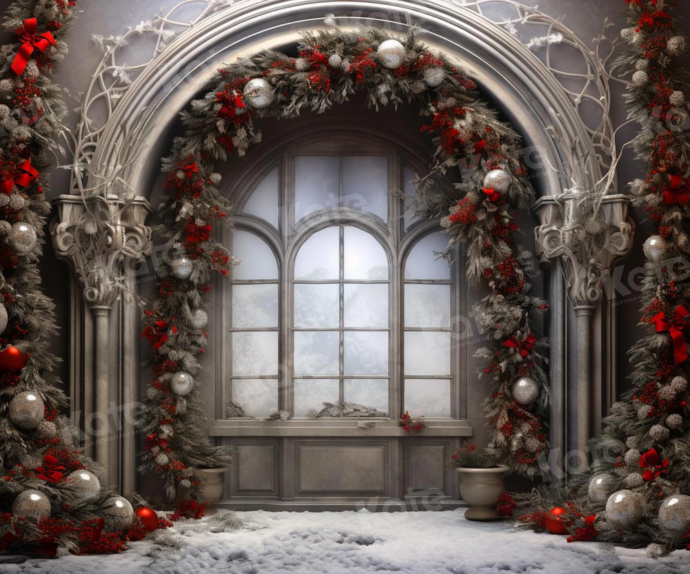 Kate Christmas Floral Arch with Lights Winter Backdrop for Photography