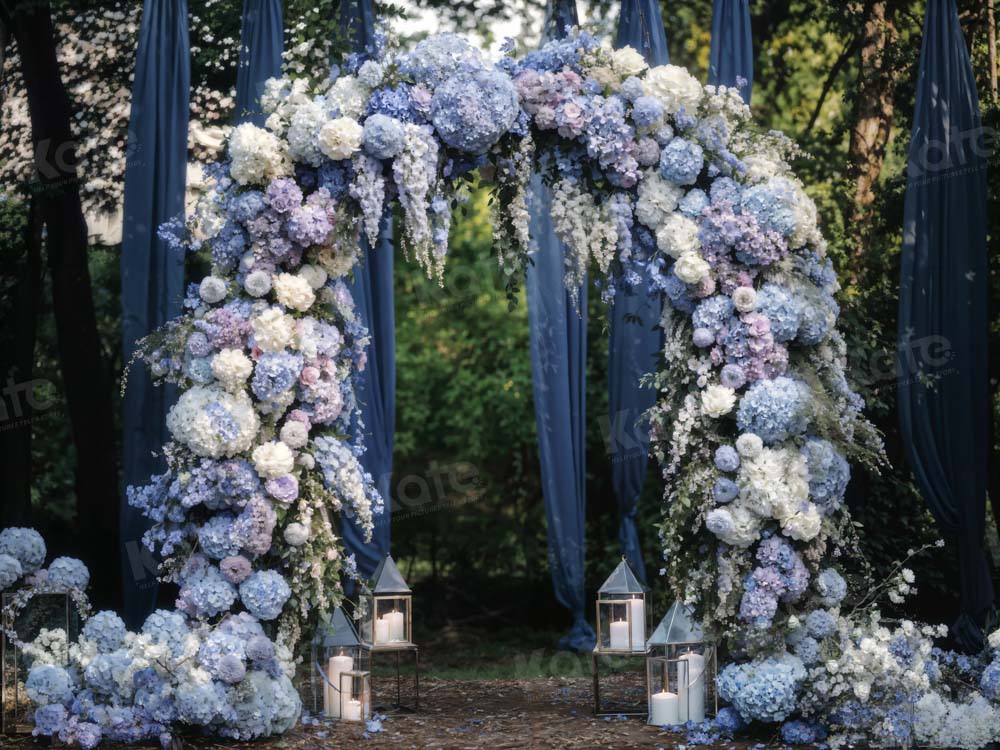 Kate Outdoor Wedding Purple Flowers Arch Backdrop Designed by Emetselch