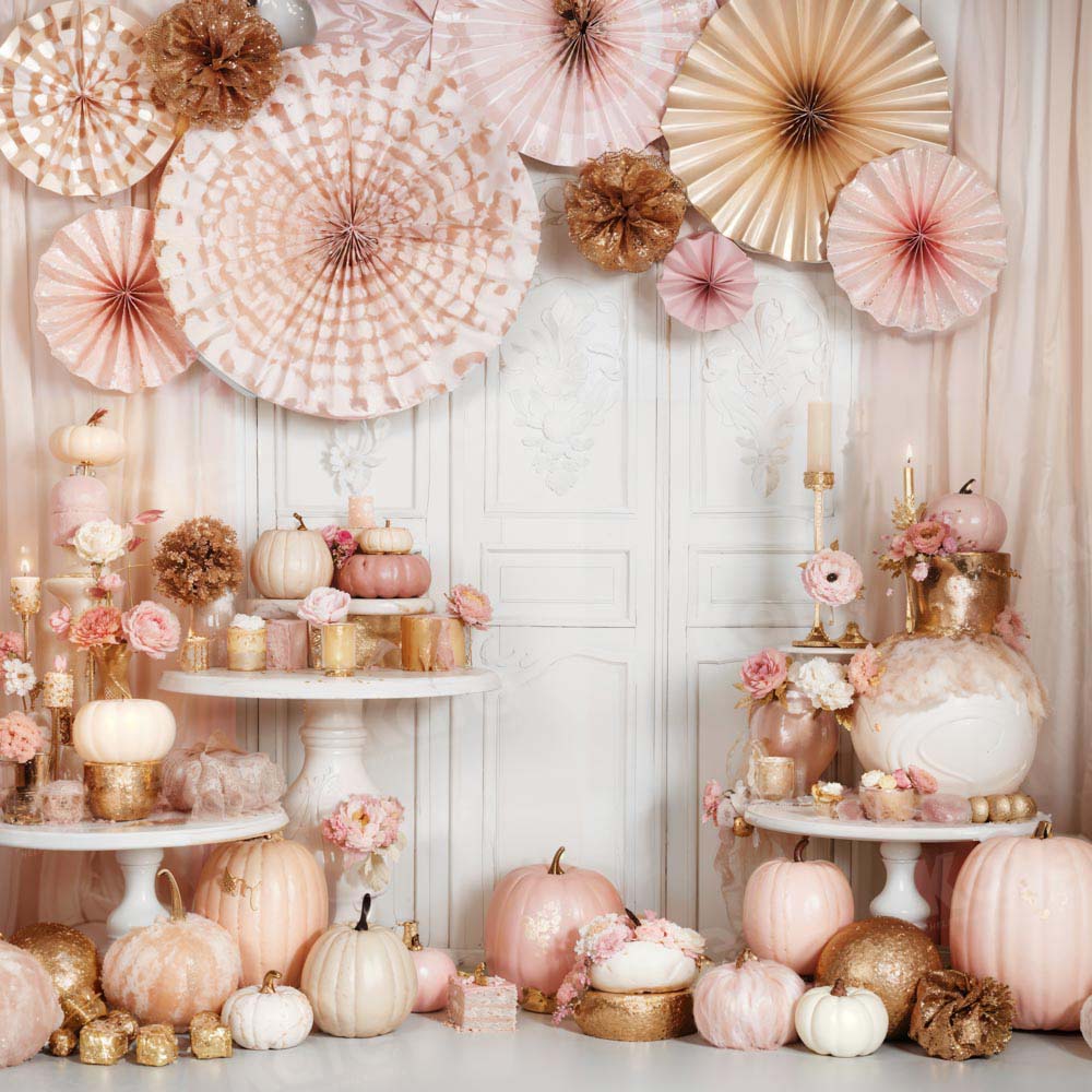 Kate Pink Pumpkin Birthday Candle Backdrop Designed by Emetselch