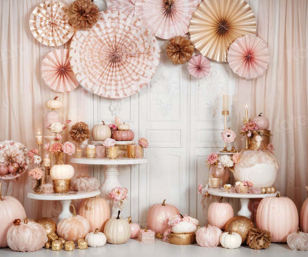 Kate Pink Pumpkin Birthday Candle Backdrop Designed by Emetselch