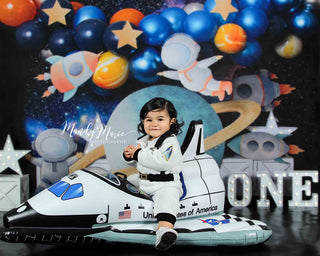 Kate Birthday Outer Space Balloon Printed Backdrop Designed by Caitlin Lynch