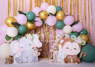 Verjaardagsballon Roze Jungle Foto Achtergrond Ontworpen door Caitlin Lynch