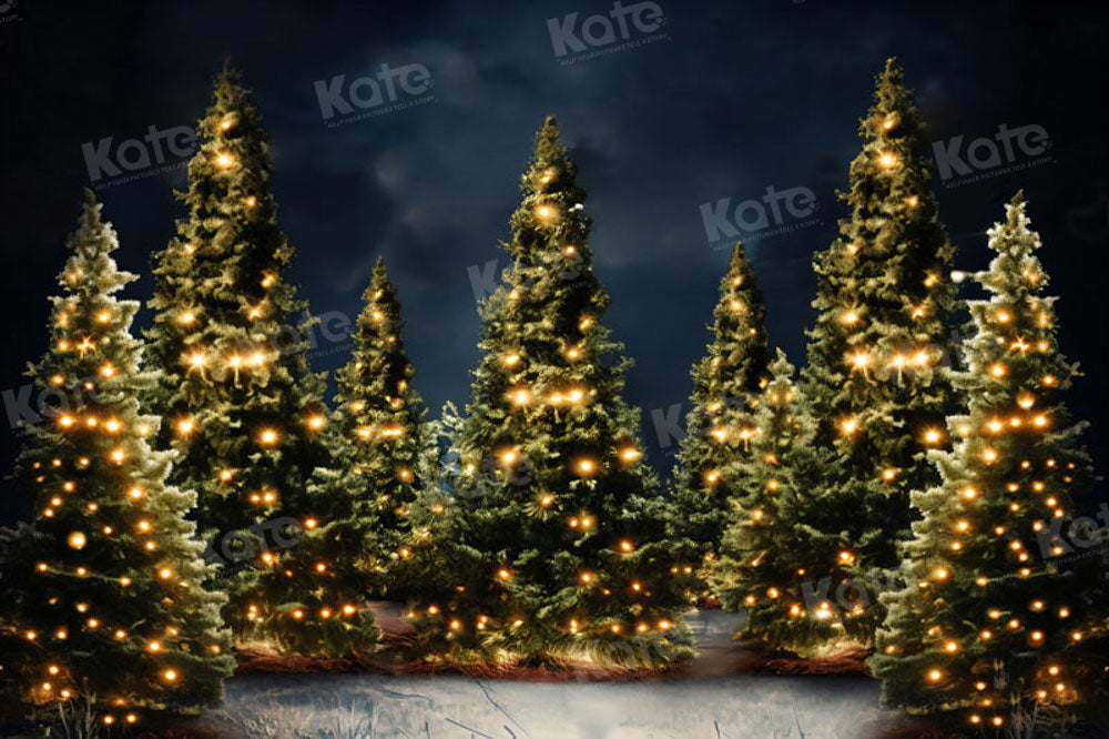 Twinkling Christmas Pine Tree Backdrop