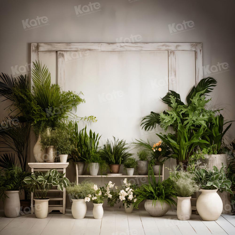 Kate White Wall Green Plant Room Backdrop for Photography