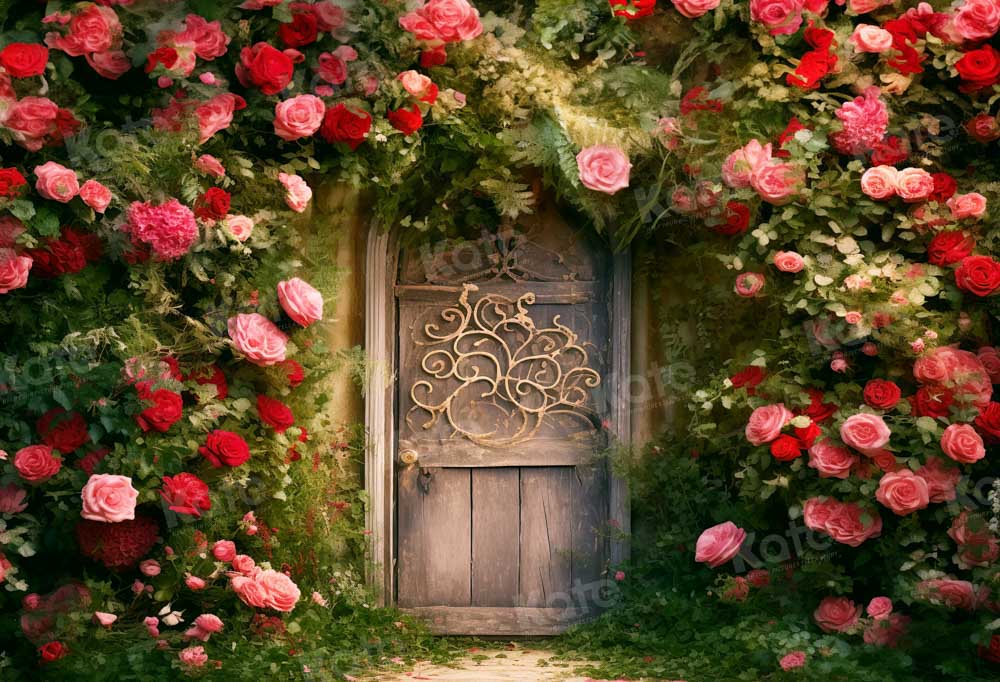 Kate Valentine's Day Flowers Wooden Door Backdrop Designed by Chain Photography