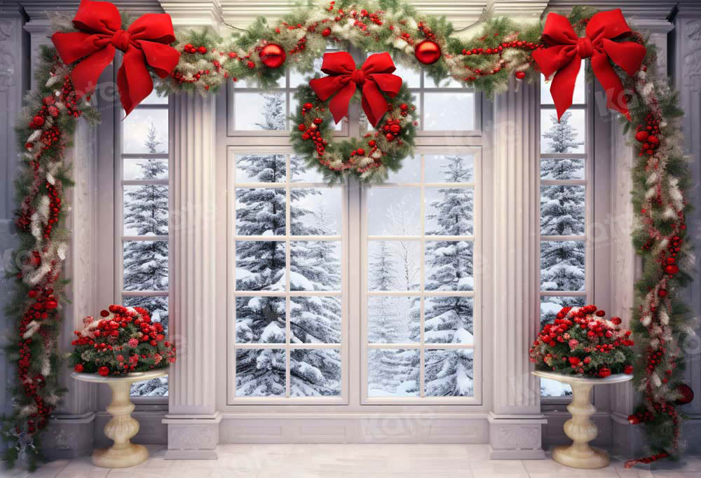 Kate Christmas Wreath Snow Door Backdrop Designed by Emetselch