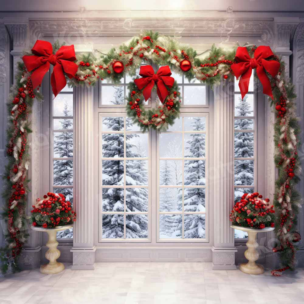 Kate Christmas Wreath Snow Door Backdrop Designed by Emetselch