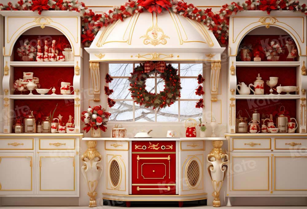 Kate Christmas White Kitchen Shelf Backdrop Designed by Emetselch