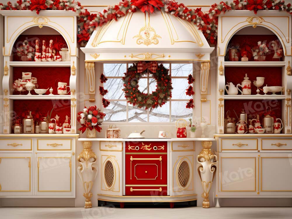 Kate Christmas White Kitchen Shelf Backdrop Designed by Emetselch
