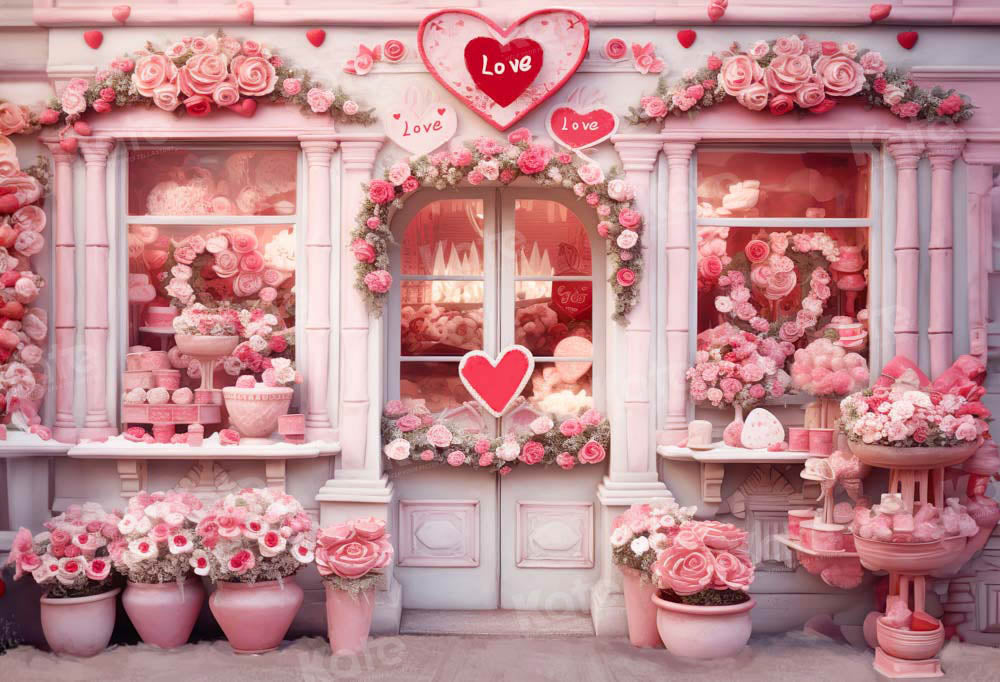 Kate Valentine's Day Pink Rose House Backdrop Designed by Chain Photography