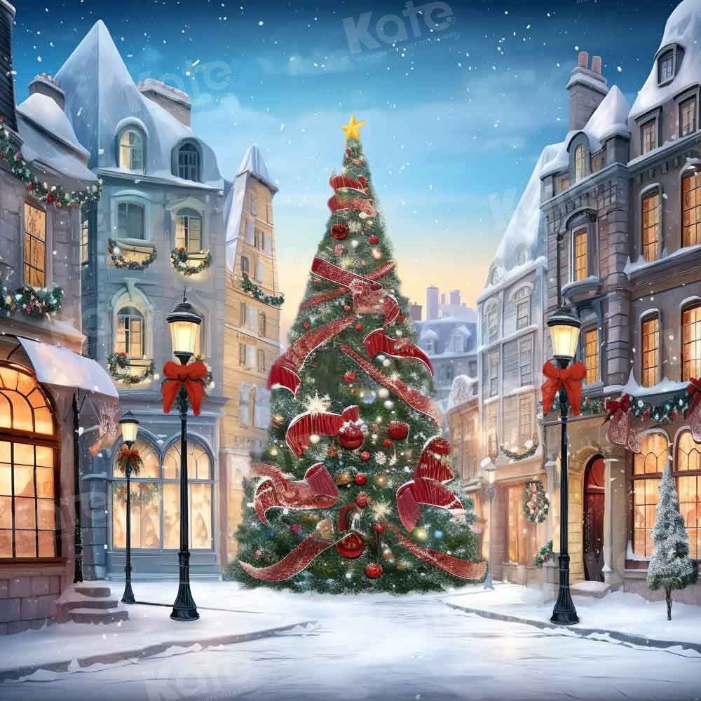 Kate Outdoor Christmas Tree Snow House Backdrop Designed by GQ