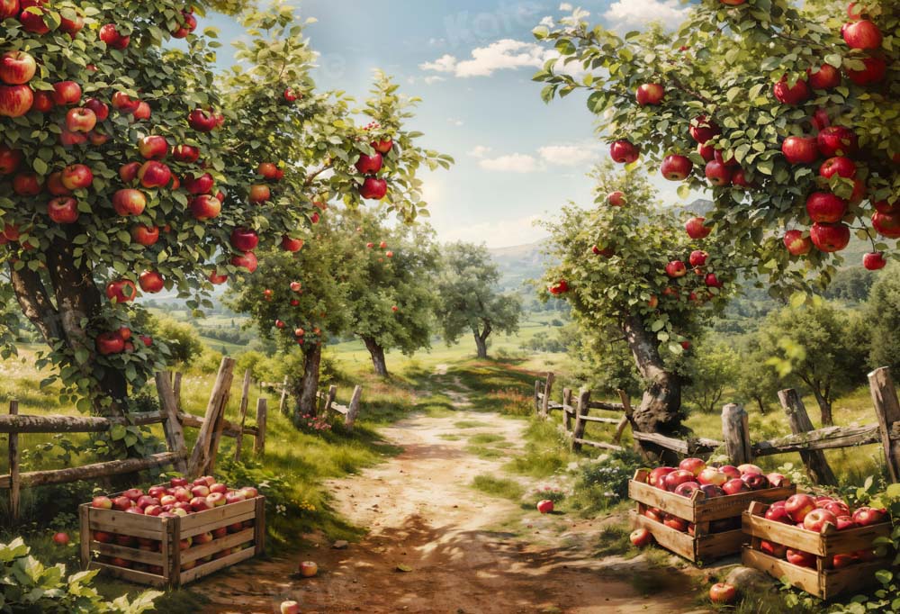 Kate Fall Apple Tree Path Backdrop Designed by Emetselch
