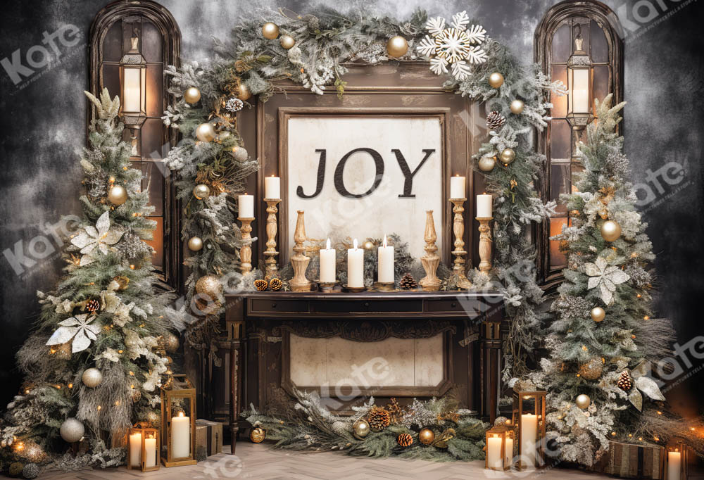 Kate Christmas Candlestick Joy Backdrop Designed by Chain Photography