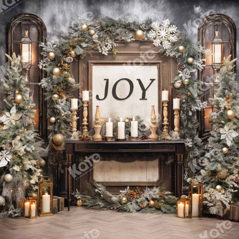 Kate Christmas Candlestick Joy Backdrop Designed by Chain Photography