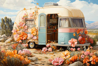 Kate Outdoor Spring Flower Cart Printed Backdrop Designed by GQ