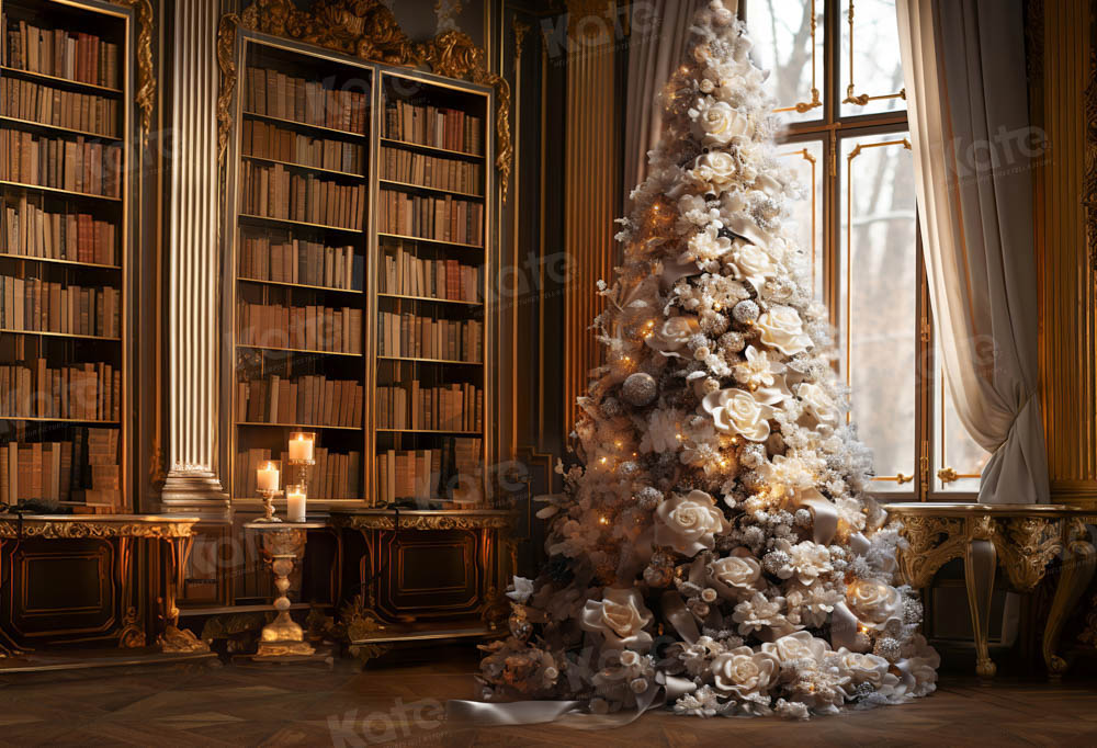 Kate Big Christmas Tree Book Wall Room Backdrop Designed by Chain Photography